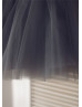 Ivory Lace Dark Gray Tulle Knee Length Flower Girl Dress